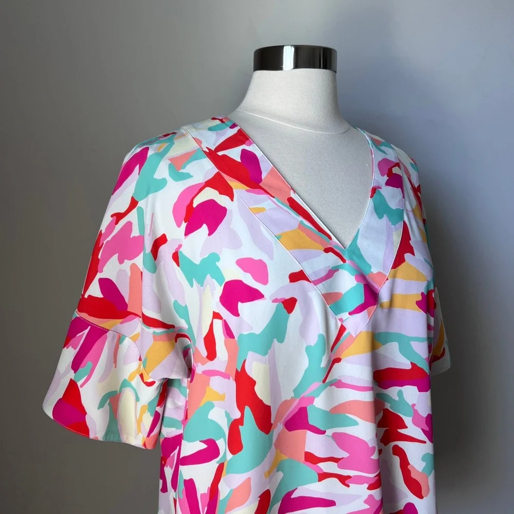 CROSBY by Mollie Burch Shine Your Bright V Neck Kimono Sleeve Top Women's Medium